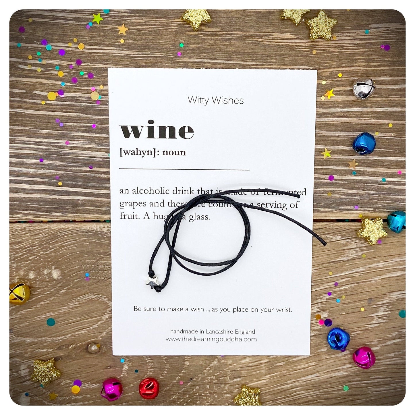 Wine Dictionary Definition, Wine Lover Wish Bracelet, Best Friends Gift, Funny Quote Card, Wine Party Favours