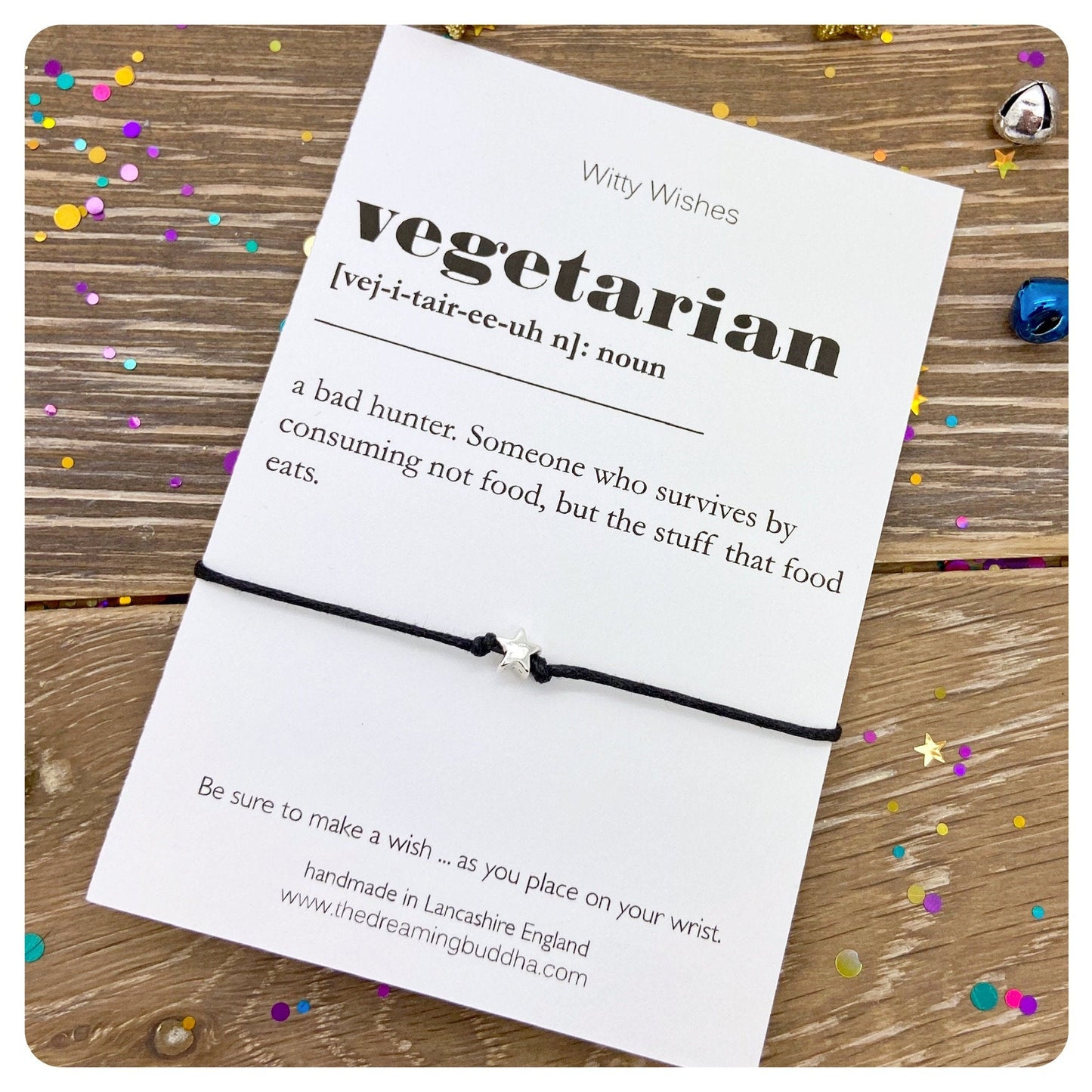 Vegetarian Dictionary Definition, Vegetarian Wish Bracelet, Veggie Present, Quirky Gift