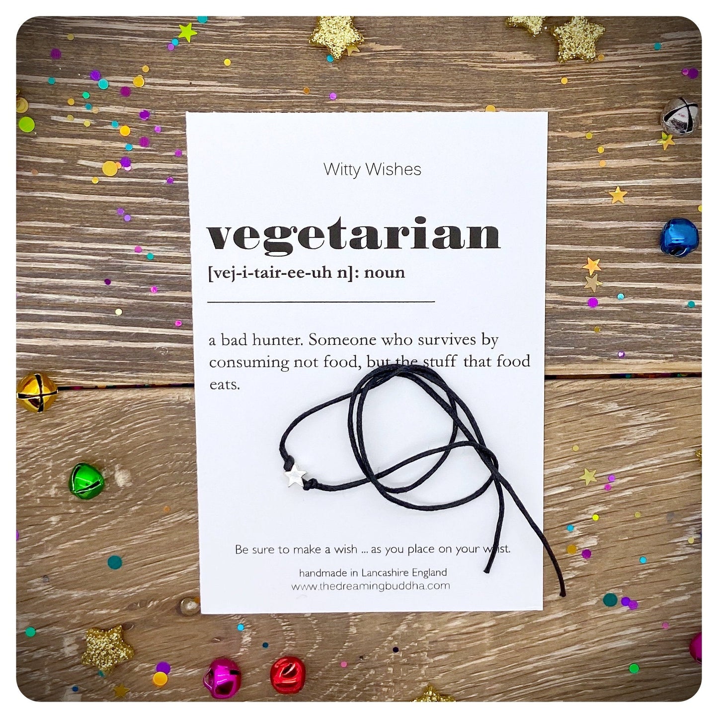 Vegetarian Dictionary Definition, Vegetarian Wish Bracelet, Veggie Present, Quirky Gift