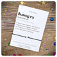 Hangry Dictionary Definition Card, Wish Bracelet Gift For Foodie, Funny Card Gift