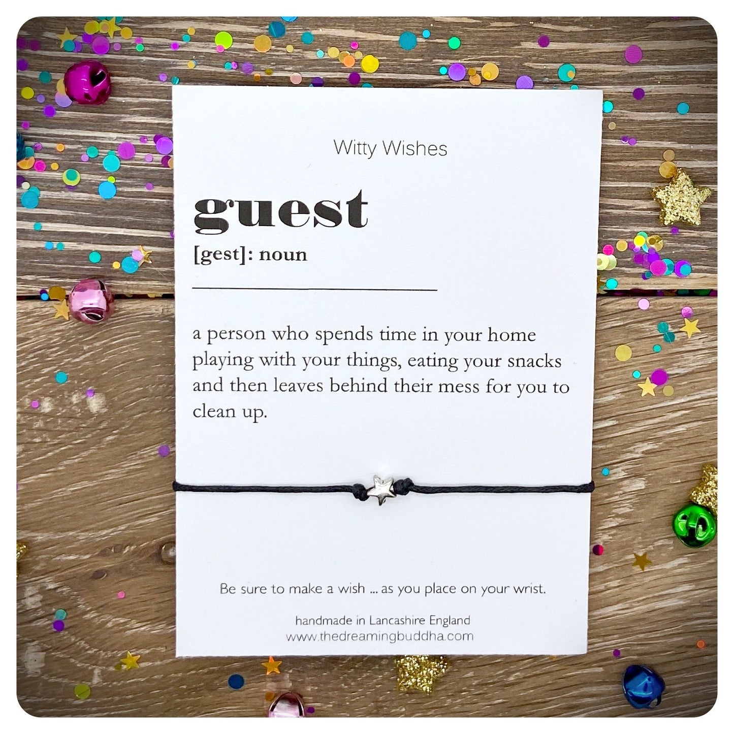 Guest Dictionary Definition, Guest Definition Wish Bracelet, Party Favours, Party Wish Bracelet