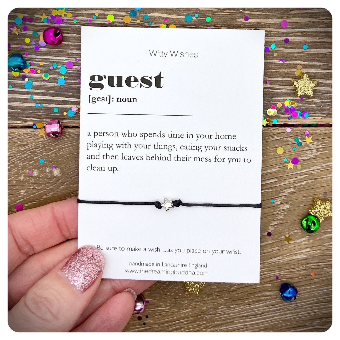 Guest Dictionary Definition, Guest Definition Wish Bracelet, Party Favours, Party Wish Bracelet