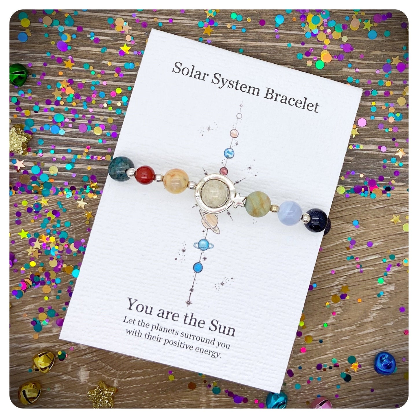 Mens Planet Bracelet, Solar System Bracelet, Beaded Universe Bracelet, Mens Gemstone Space Bracelet