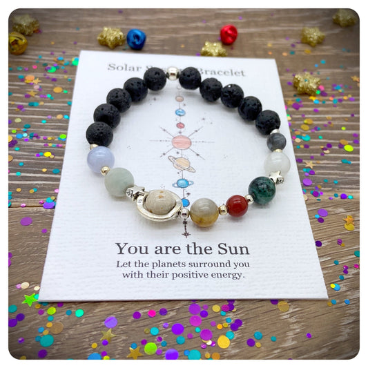 Space Bracelet Diffuser, Solar System Lava Rock Bracelet, Mens Planet Bracelet, Lava Stone Planet Bracelet