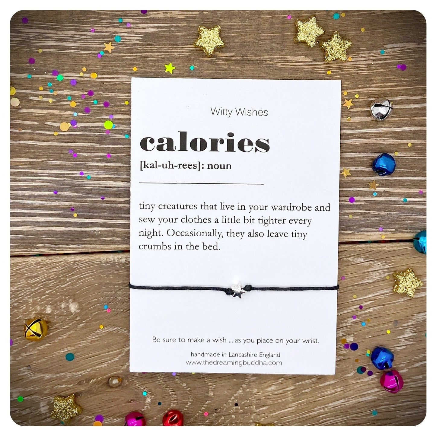 Calories Dictionary Definition, Calories Wish bracelet, Foodie Gift, Funny Diet Card, Friendship Bracelet