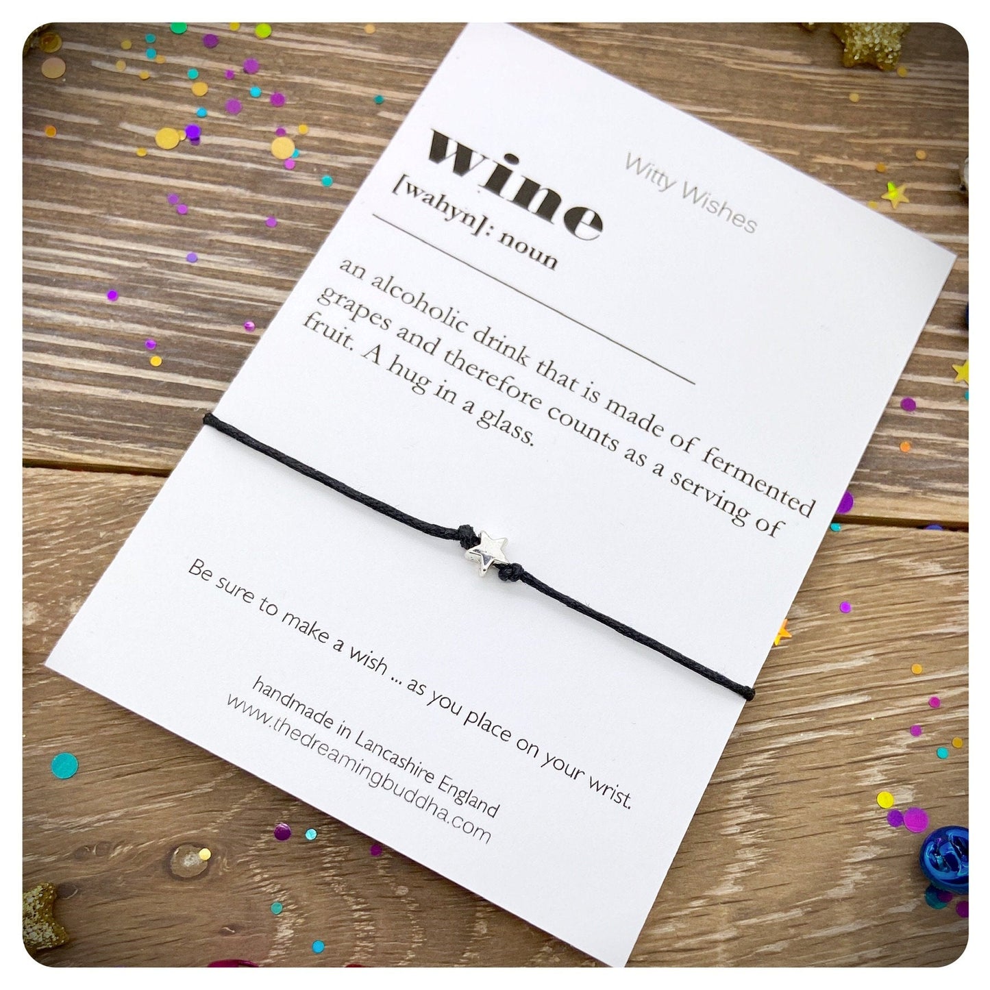 Wine Dictionary Definition, Wine Lover Wish Bracelet, Best Friends Gift, Funny Quote Card, Wine Party Favours