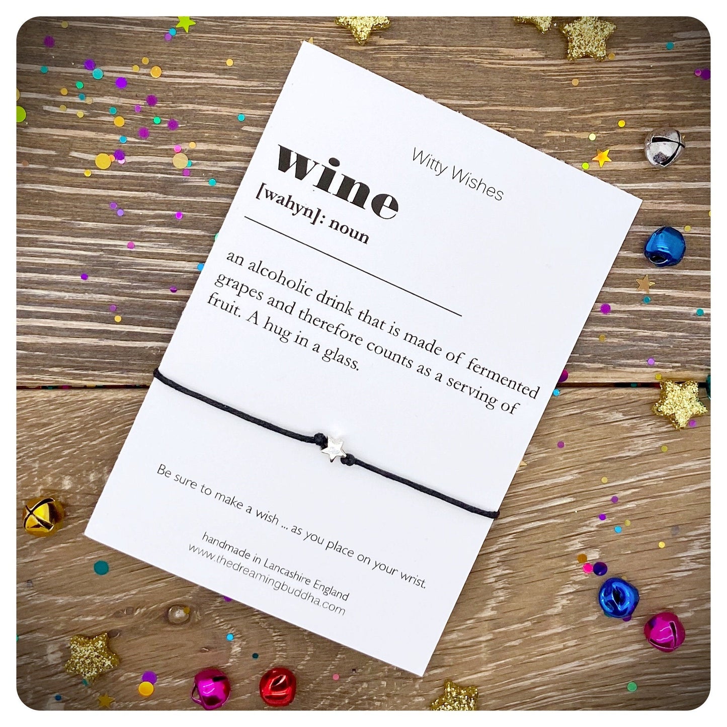 Wine Dictionary Definition, Wine Lover Wish Bracelet, Best Friends Gift, Funny Quote Card, Wine Party Favours