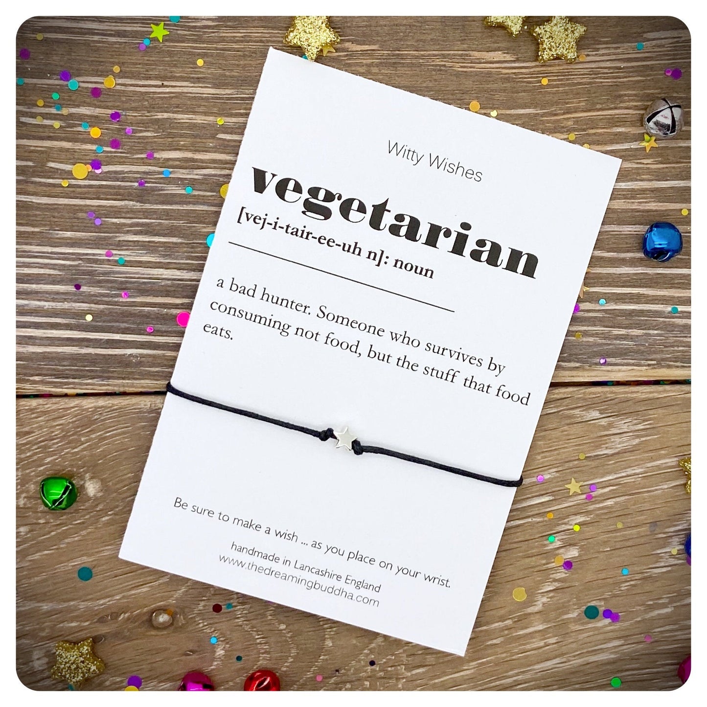 Vegetarian Dictionary Definition, Vegetarian Wish Bracelet, Veggie Present, Quirky Gift