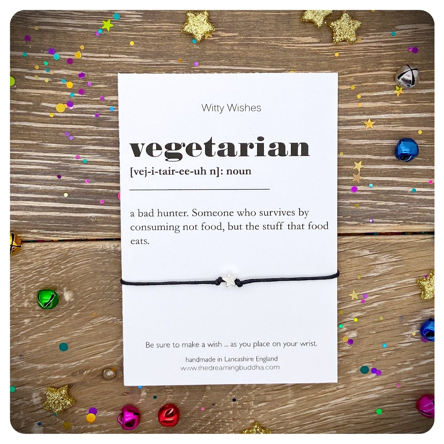 Vegetarian Dictionary Definition, Vegetarian Wish Bracelet, Veggie Present, Quirky Gift