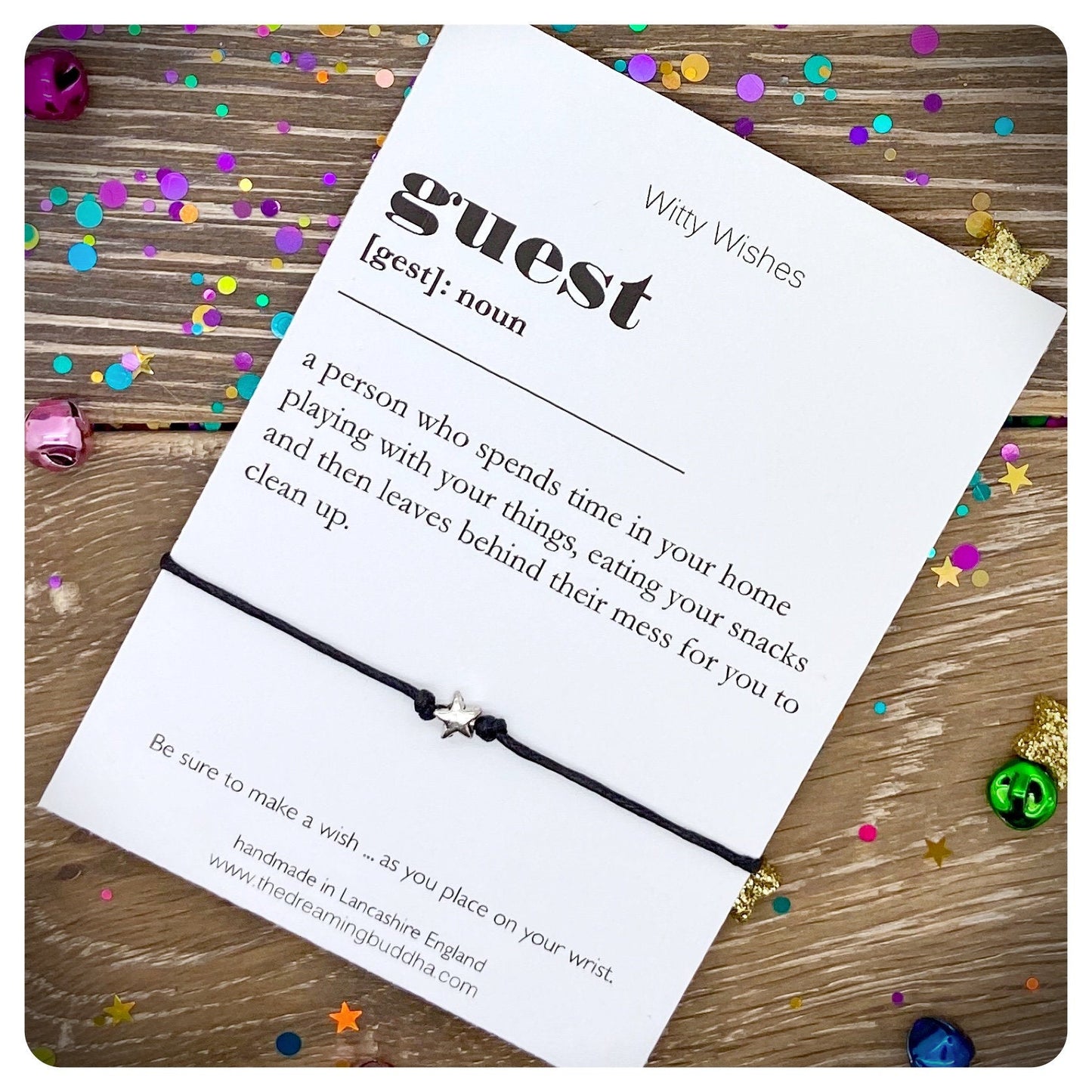 Guest Dictionary Definition, Guest Definition Wish Bracelet, Party Favours, Party Wish Bracelet