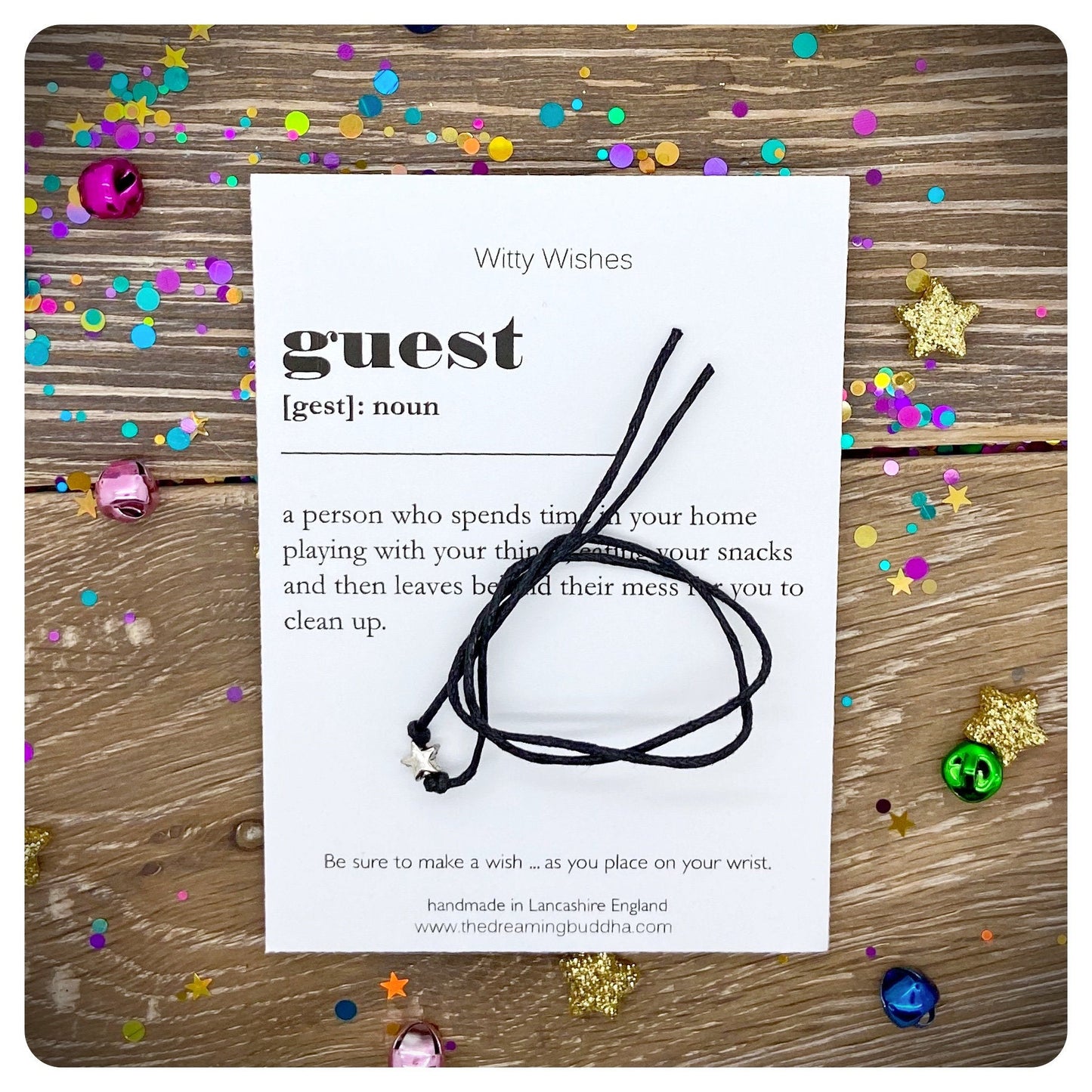 Guest Dictionary Definition, Guest Definition Wish Bracelet, Party Favours, Party Wish Bracelet