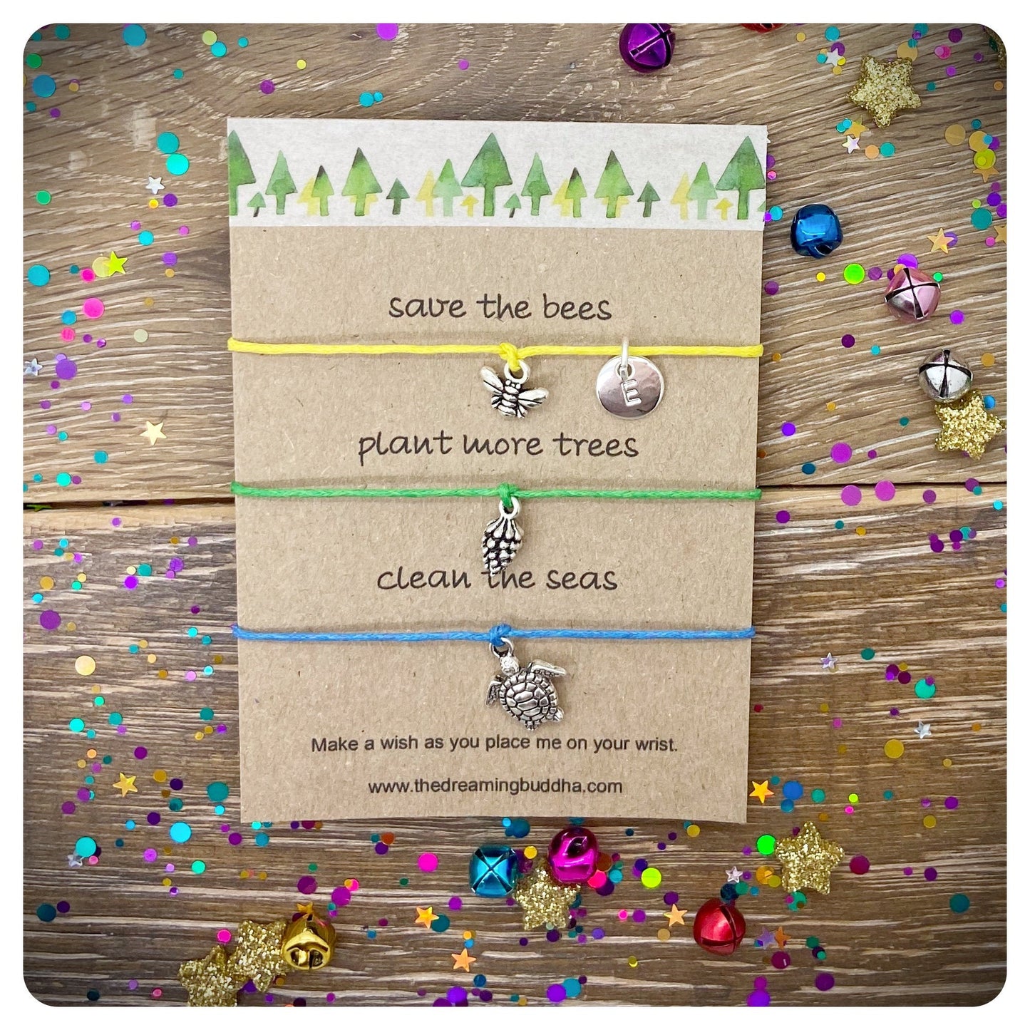Vegan Gift, Environmental Wish Bracelet, Earth Day Card, Save The Planet Bracelets, Save The Bees Card
