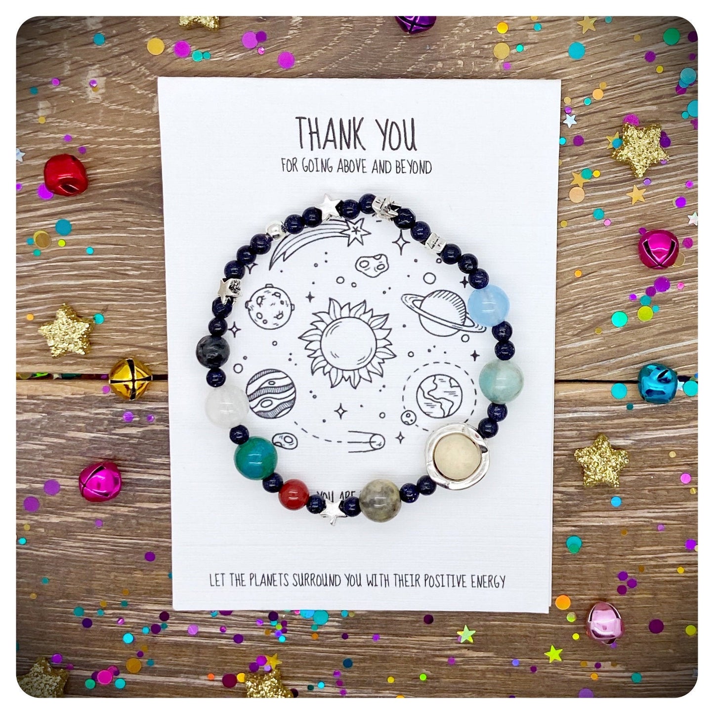 Planet Appreciation Bracelet, Thank You Above And Beyond Gift, Thank You Space Bracelet, Unique Thank You Gift, Employee Card