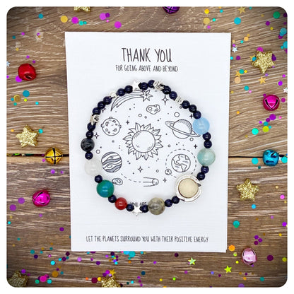 Planet Appreciation Bracelet, Thank You Above And Beyond Gift, Thank You Space Bracelet, Unique Thank You Gift, Employee Card