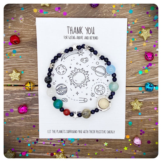 Planet Appreciation Bracelet, Thank You Above And Beyond Gift, Thank You Space Bracelet, Unique Thank You Gift, Employee Card