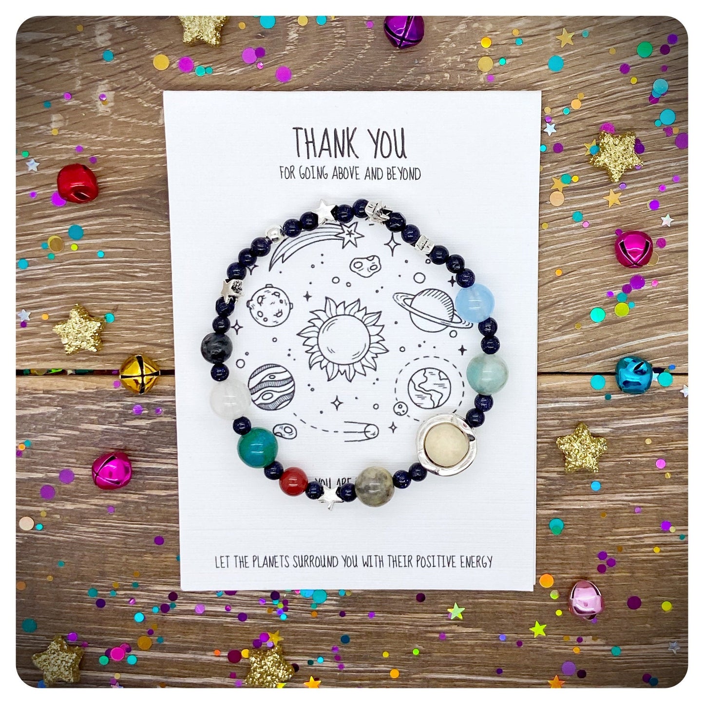 Planet Appreciation Bracelet, Thank You Above And Beyond Gift, Thank You Space Bracelet, Unique Thank You Gift, Employee Card