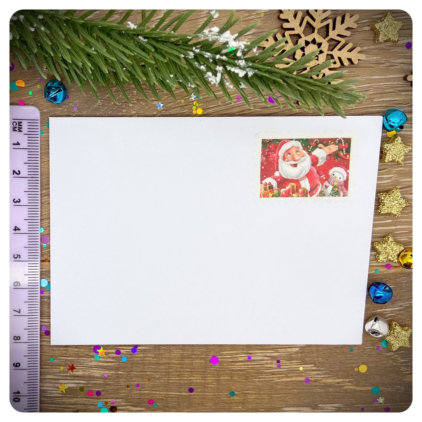 Christmas Santa Stamp White Mini Envelopes