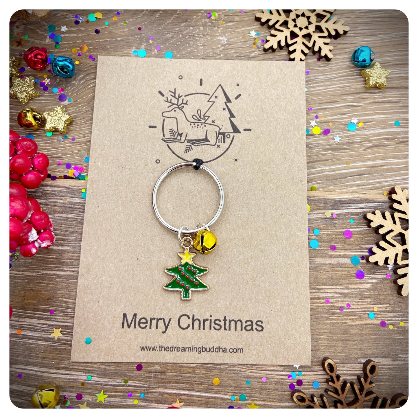 Christmas Tree Keychain, Personalised Xmas Keyring, Enamel Xmas Tree Keychain, Novelty Christmas Key ring, Stocking Filler Key chain