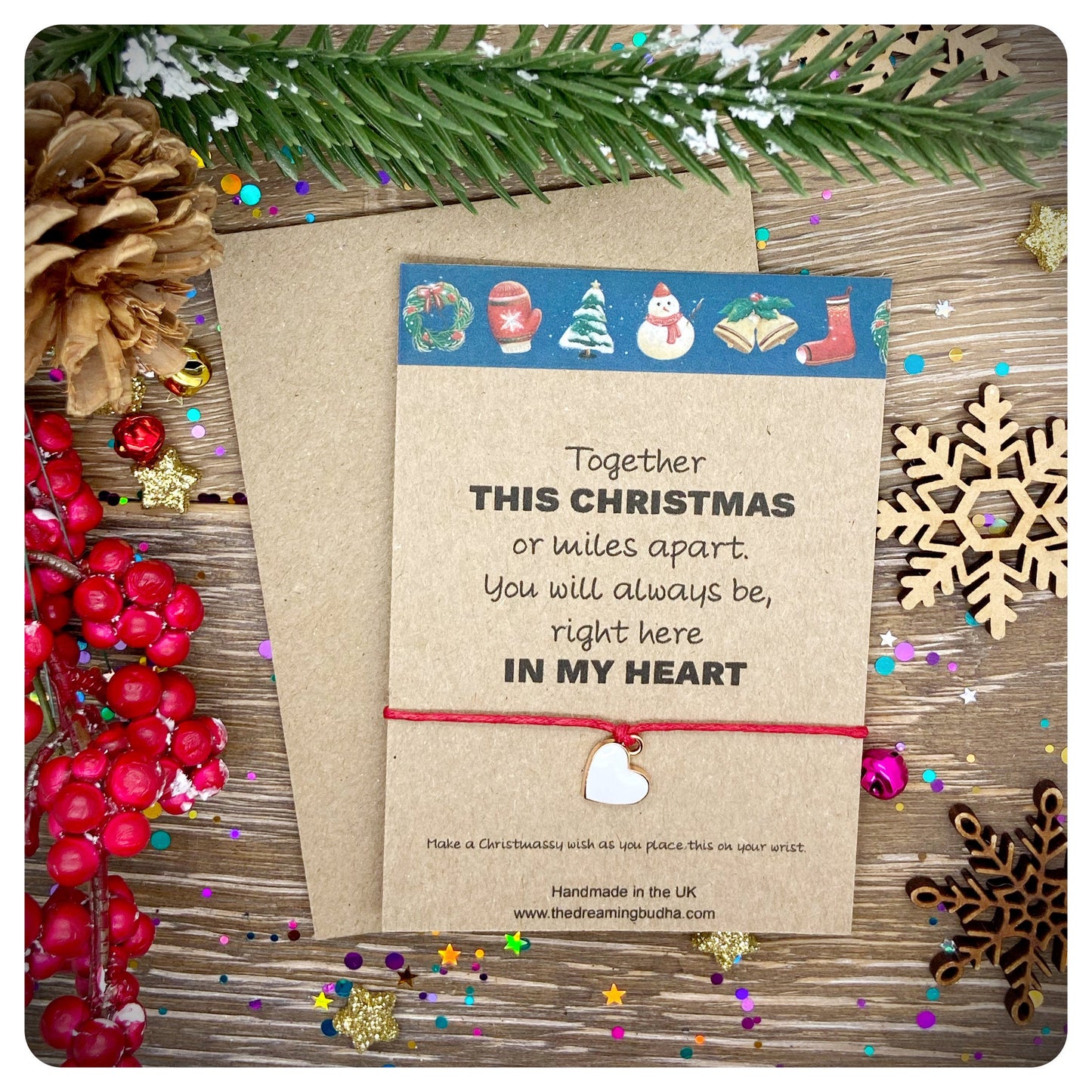 Grandparents Christmas Card, Mum Dad Xmas Wish Bracelet, Brother Wife Xmas Gift, Xmas Postal Gift, Letter Box Christmas, Miss You Christmas