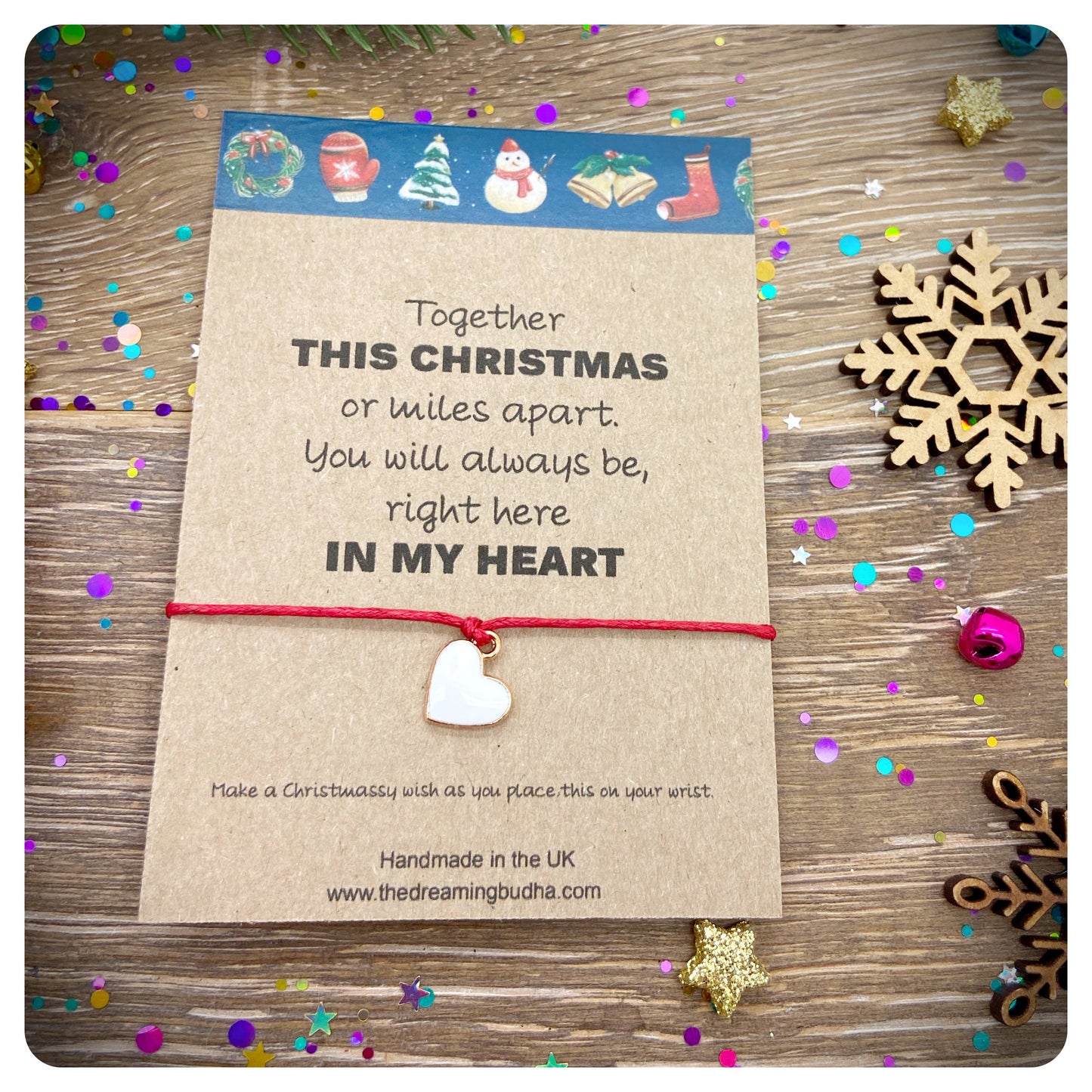 Grandparents Christmas Card, Mum Dad Xmas Wish Bracelet, Brother Wife Xmas Gift, Xmas Postal Gift, Letter Box Christmas, Miss You Christmas