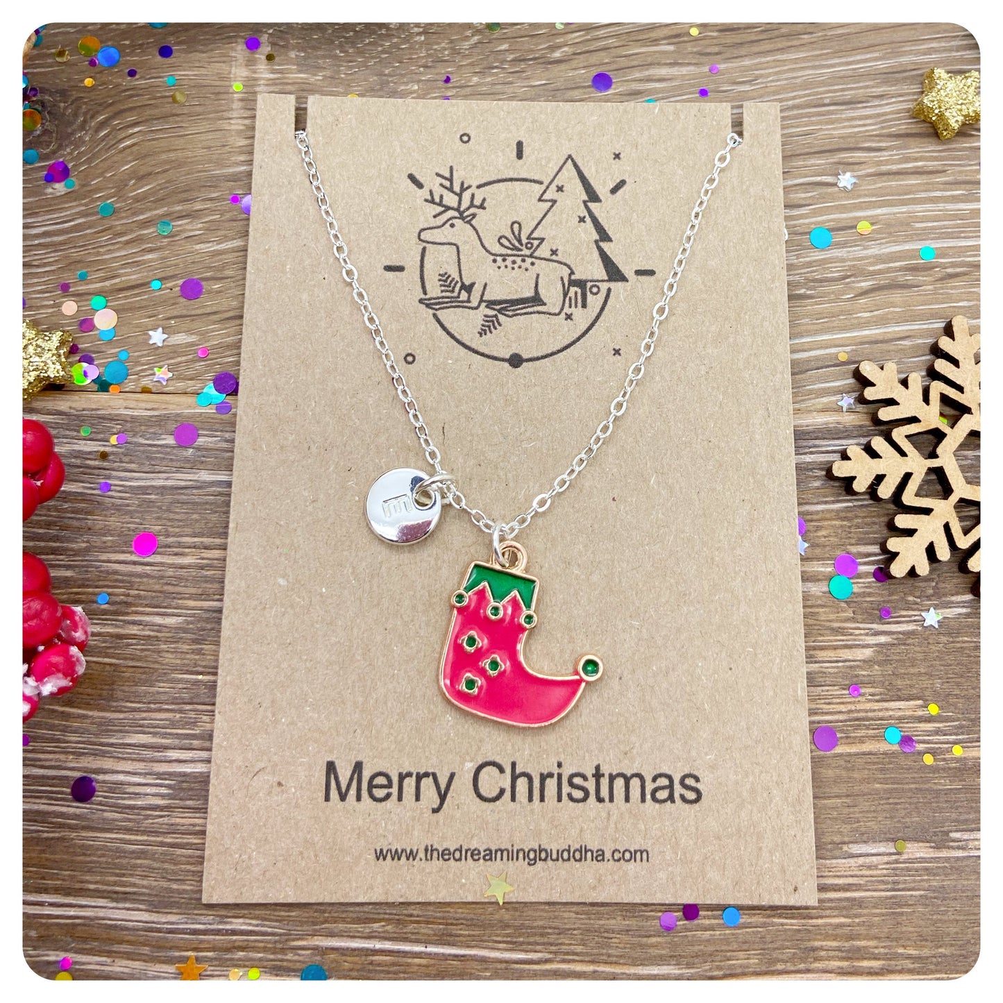 Christmas Elf Necklace, Childs Christmas Necklace, Festive Necklace, Novelty Xmas Necklace, Merry Christmas Postal Gift, Personalised Gift