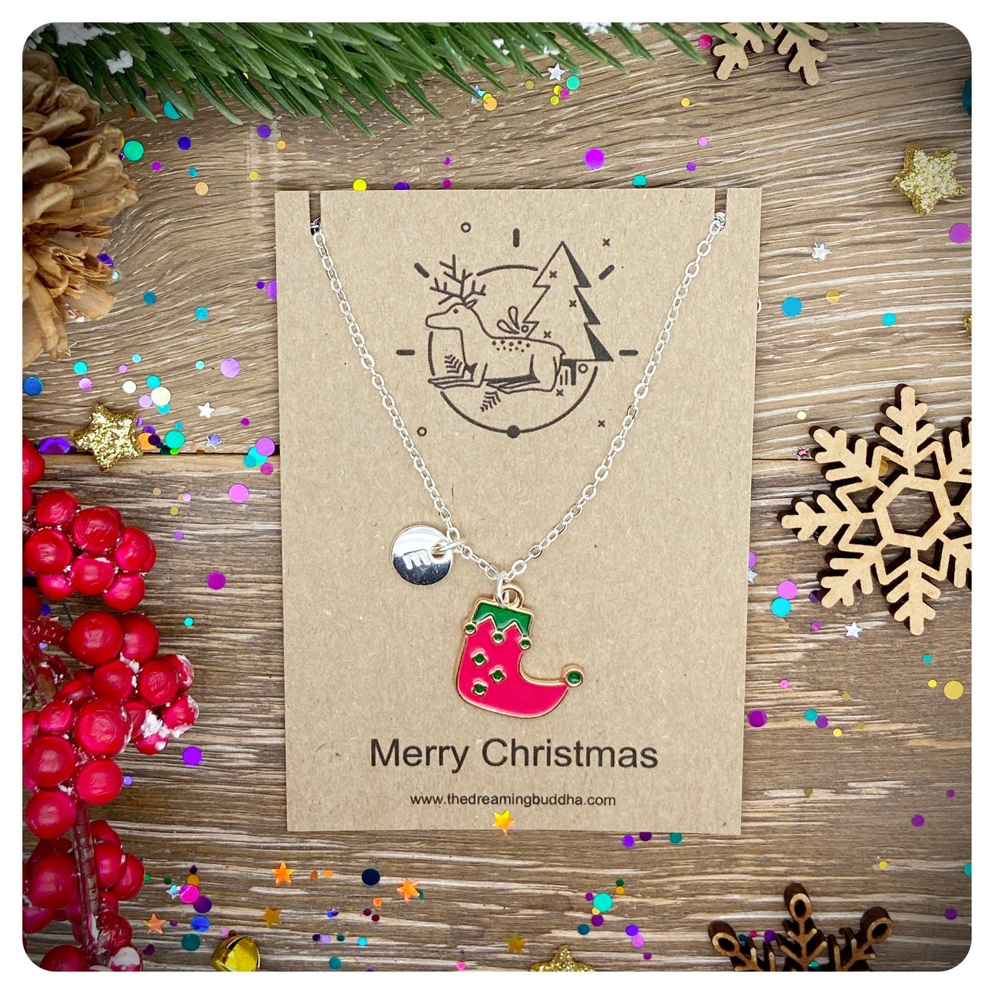 Christmas Elf Necklace, Childs Christmas Necklace, Festive Necklace, Novelty Xmas Necklace, Merry Christmas Postal Gift, Personalised Gift