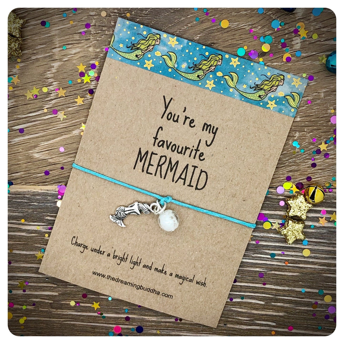 Magical Glow Mermaid Wish Bracelet, You’re My Favourite Mermaid Card, Girls Mermaid Jewellery Gift