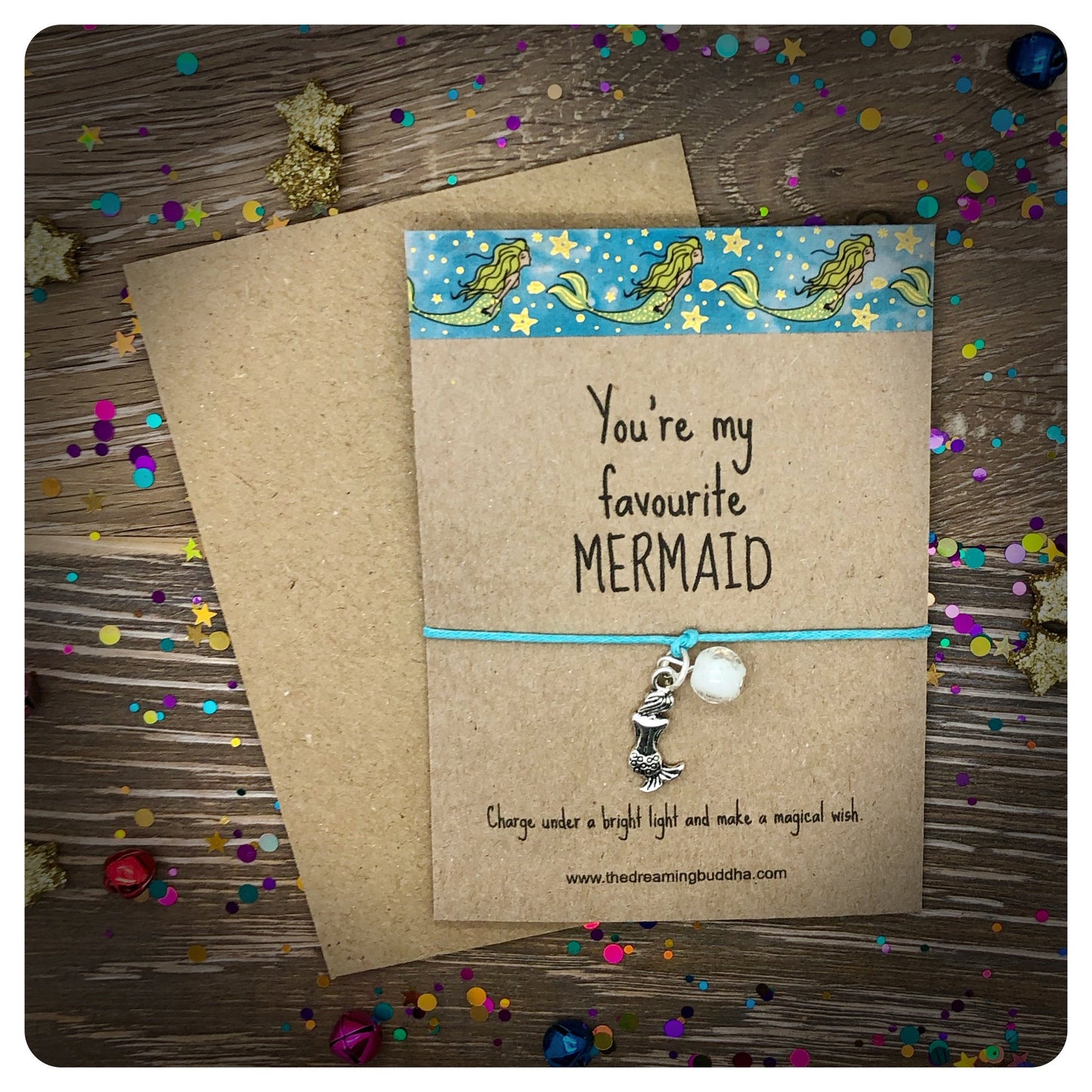 Magical Glow Mermaid Wish Bracelet, You’re My Favourite Mermaid Card, Girls Mermaid Jewellery Gift