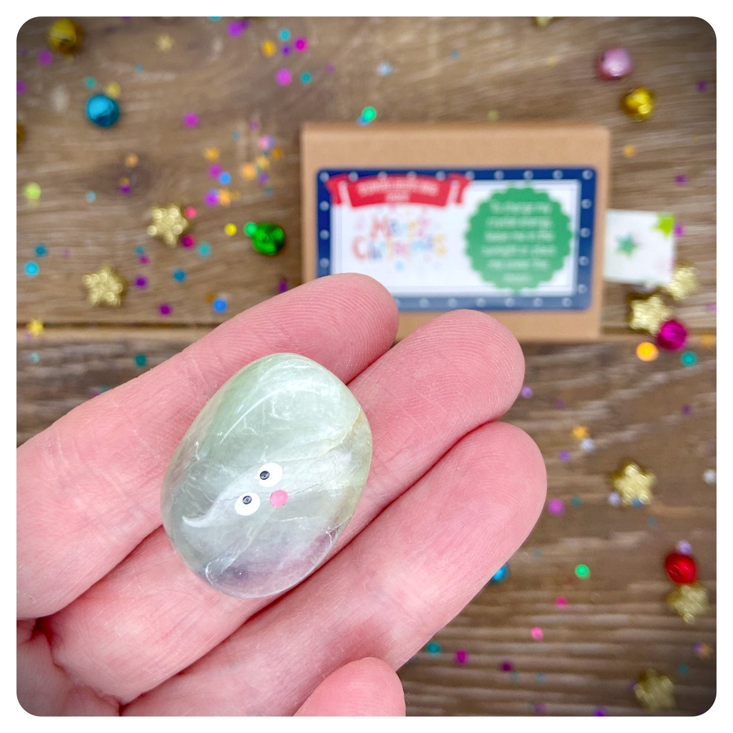 Fluorite Christmas Tumblestone Pet Matchbox Gift