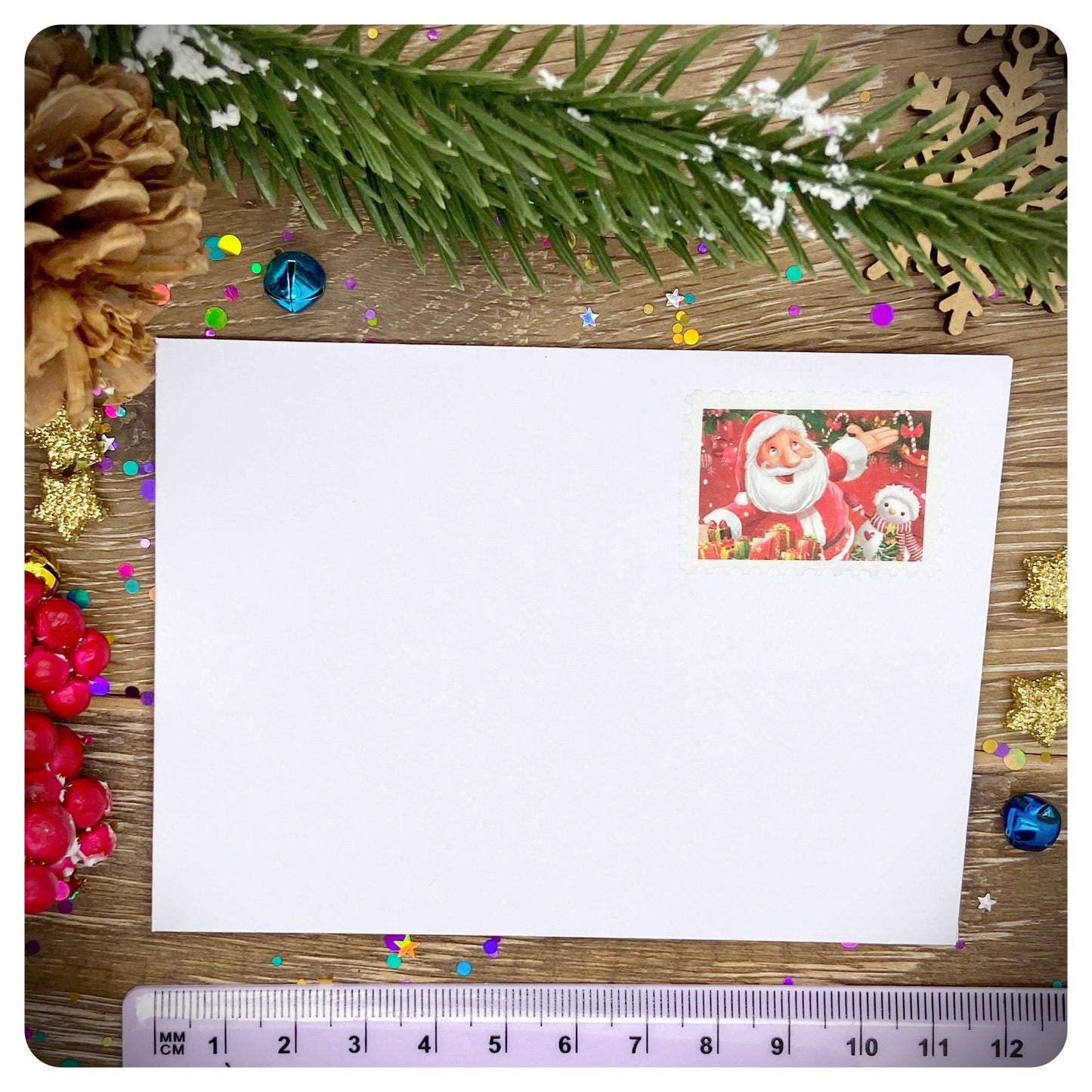 Christmas Santa Stamp White Mini Envelopes