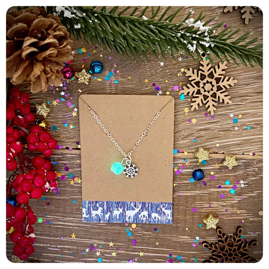 Magical Snowflake Necklace, Glow in the Dark Jewellery, Christmas Eve Necklace, Personalised Christmas Gift, Xmas Gift For Her