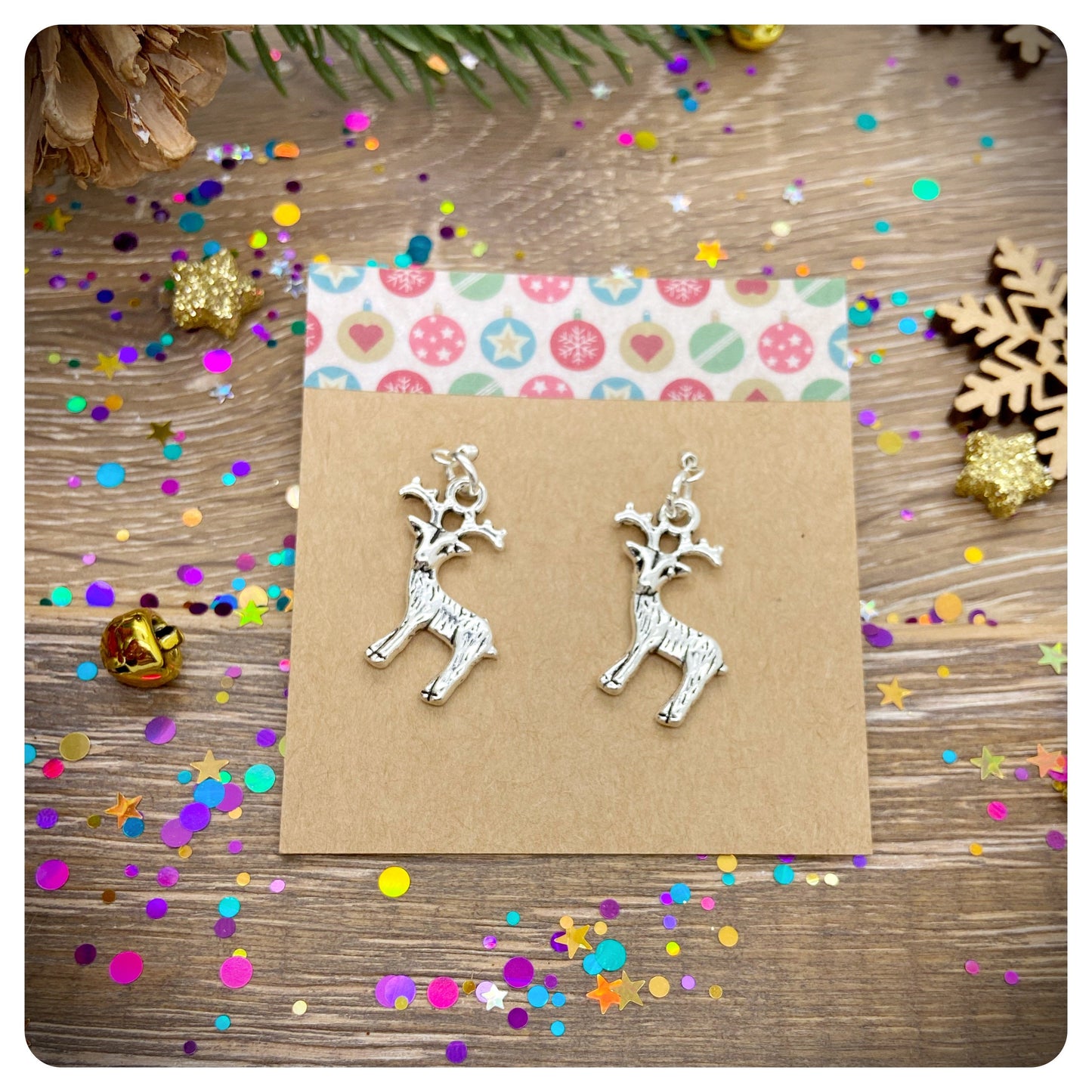 Christmas Deer Earrings, Reindeer Hook Earrings, Rudolph Dangle Earrings, Animal Earrings, Cute Deer Jewellery, Winter Earrings
