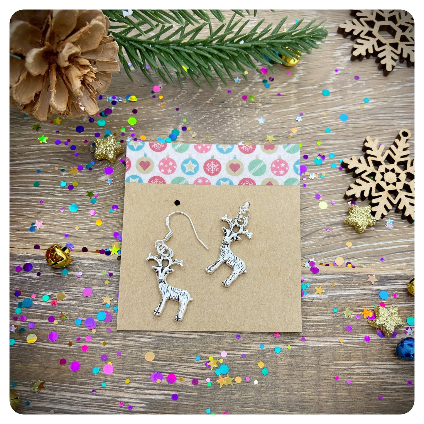 Christmas Deer Earrings, Reindeer Hook Earrings, Rudolph Dangle Earrings, Animal Earrings, Cute Deer Jewellery, Winter Earrings