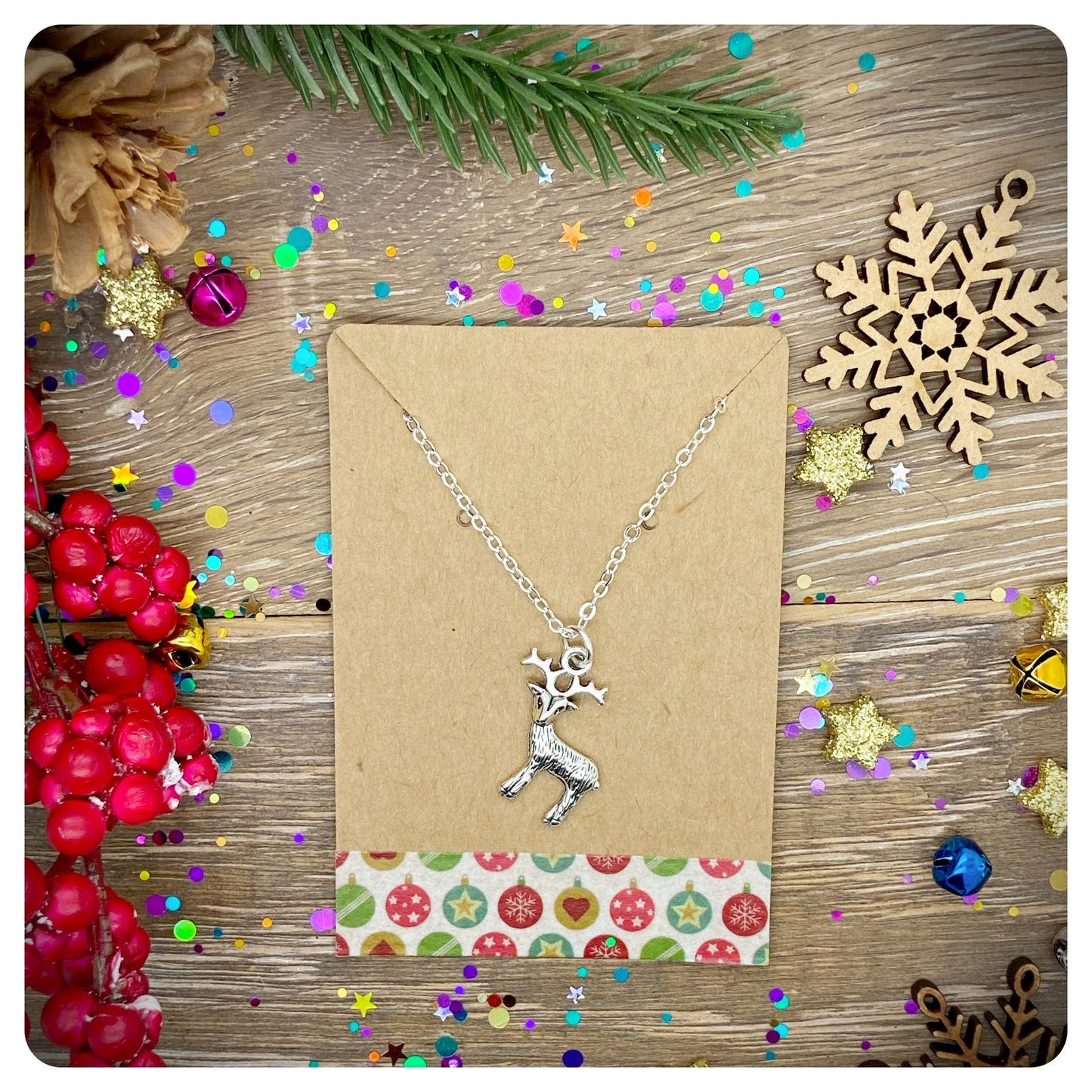 Christmas Reindeer Jewellery Set, Holiday Jewellery Gift For Her, Nature Lover Xmas Gift, Earring and Necklace Set