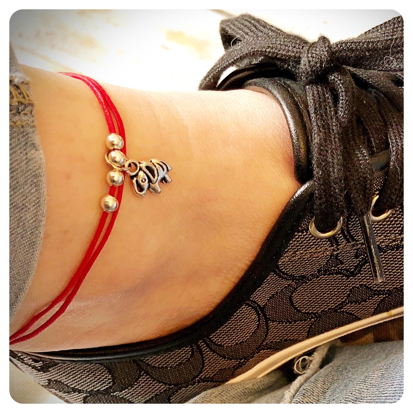 Elephant Anklet, Adjustable Ankle Bracelet, Elephant Charm Anklet, Tibetan Silver Ankle Bracelet, You Are Strong Gift