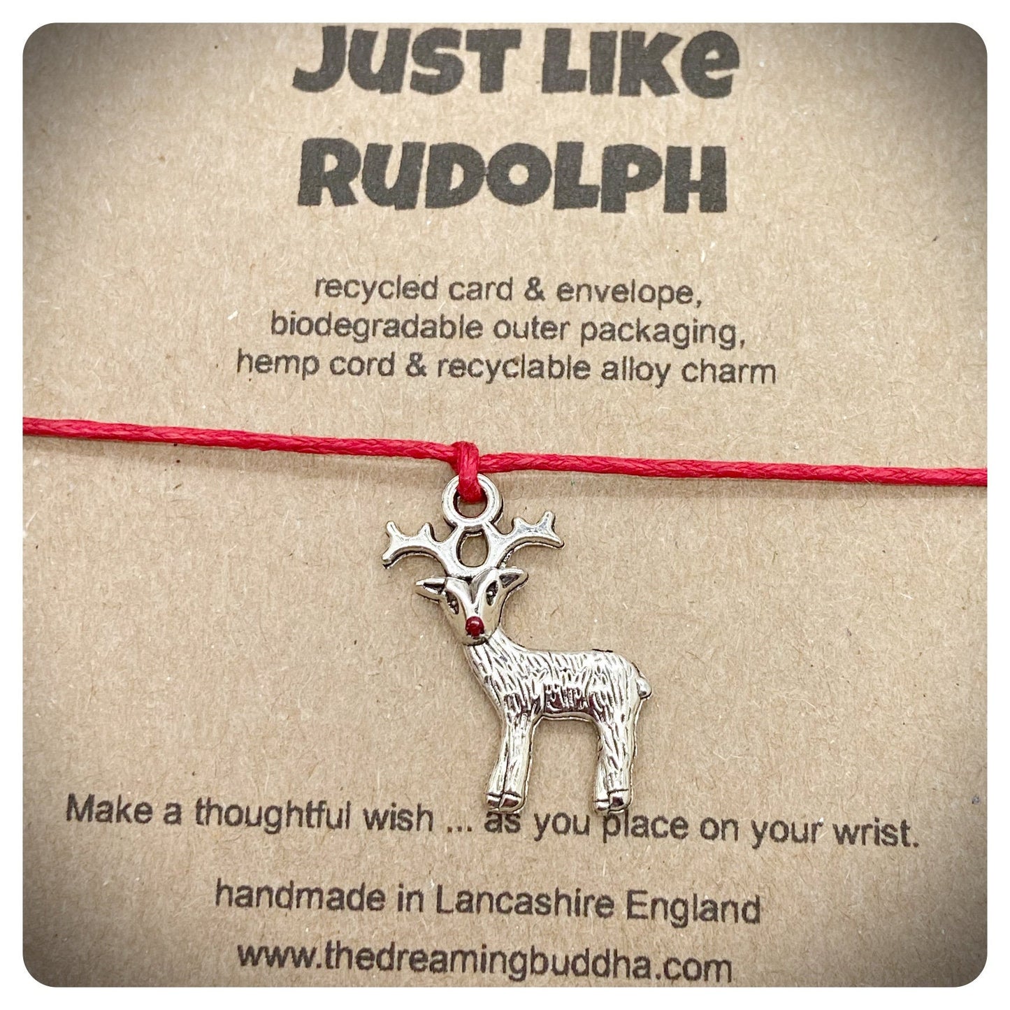 Vegetarian Christmas Wish Bracelet, Vegetarian Christmas Gift, Rudolph Wish Bracelet, Vegetarian Xmas Card, Vegetarian Just Like Rudolph