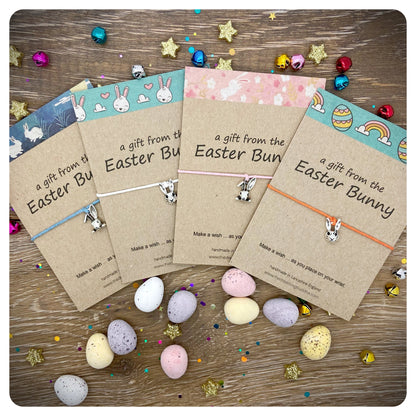 Pack Of Four Easter Bunny Wish Bracelet Cards, Easter Egg Hunt Prizes, Easter Letterbox Gifts, Rabbit Friendship Bracelets