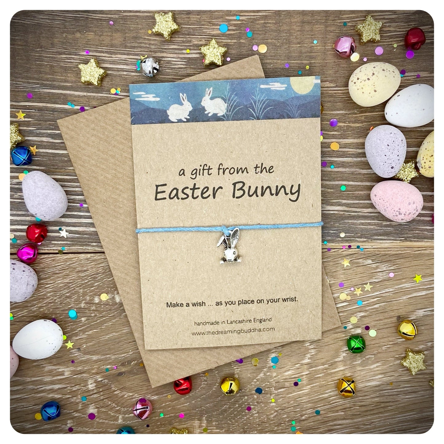 Pack Of Four Easter Bunny Wish Bracelet Cards, Easter Egg Hunt Prizes, Easter Letterbox Gifts, Rabbit Friendship Bracelets