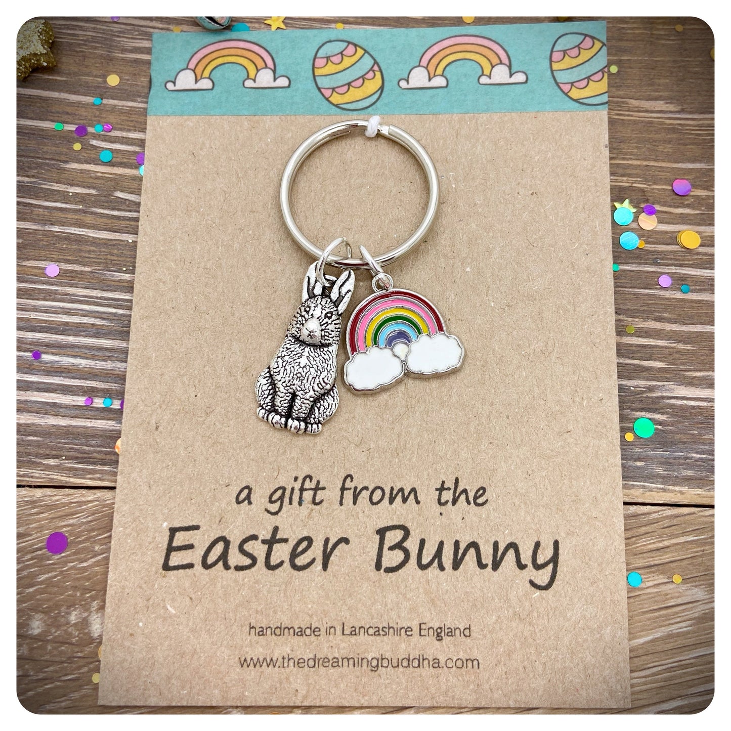 Easter Keyring, Bunny Keychain, Easter Postal, Rabbit Key Ring, Personalised Easter Gift, A Gift From The Easter bunny