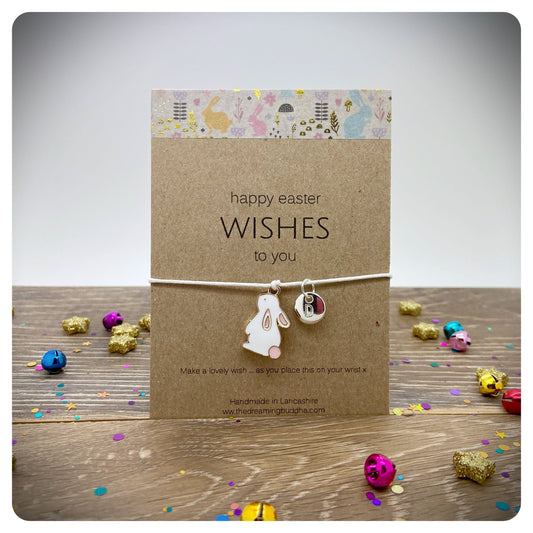 Happy Easter Wish Bracelet, Easter Postal Gift, Personalised Easter Gift, Rabbit Cord Bracelet, Happy Easter Wishes To You