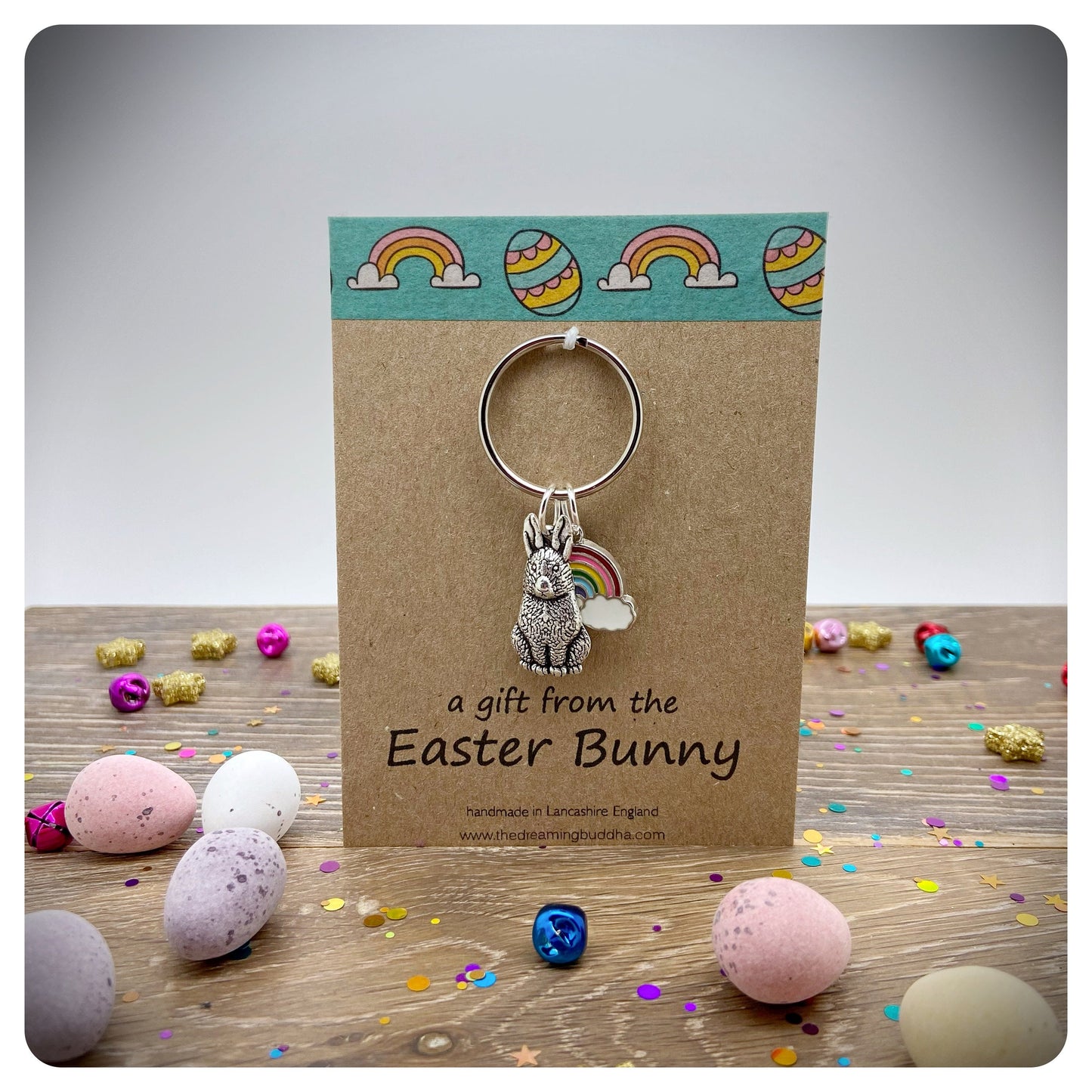 Easter Keyring, Bunny Keychain, Easter Postal, Rabbit Key Ring, Personalised Easter Gift, A Gift From The Easter bunny