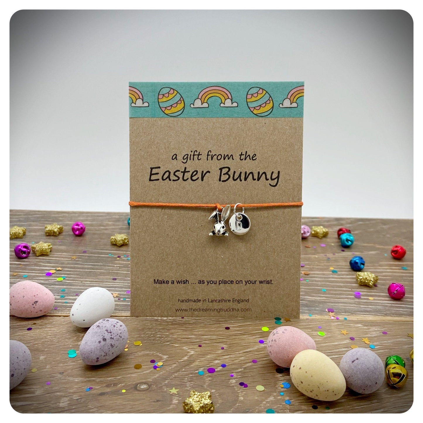 Pack Of Four Easter Bunny Wish Bracelet Cards, Easter Egg Hunt Prizes, Easter Letterbox Gifts, Rabbit Friendship Bracelets