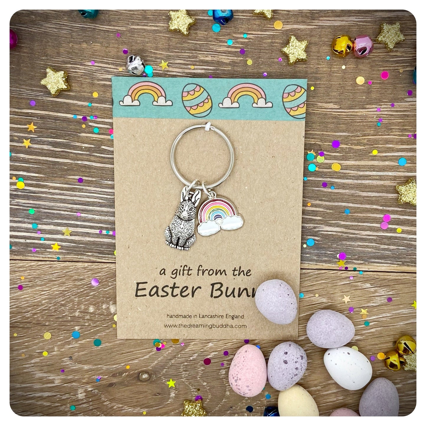 Easter Keyring, Bunny Keychain, Easter Postal, Rabbit Key Ring, Personalised Easter Gift, A Gift From The Easter bunny