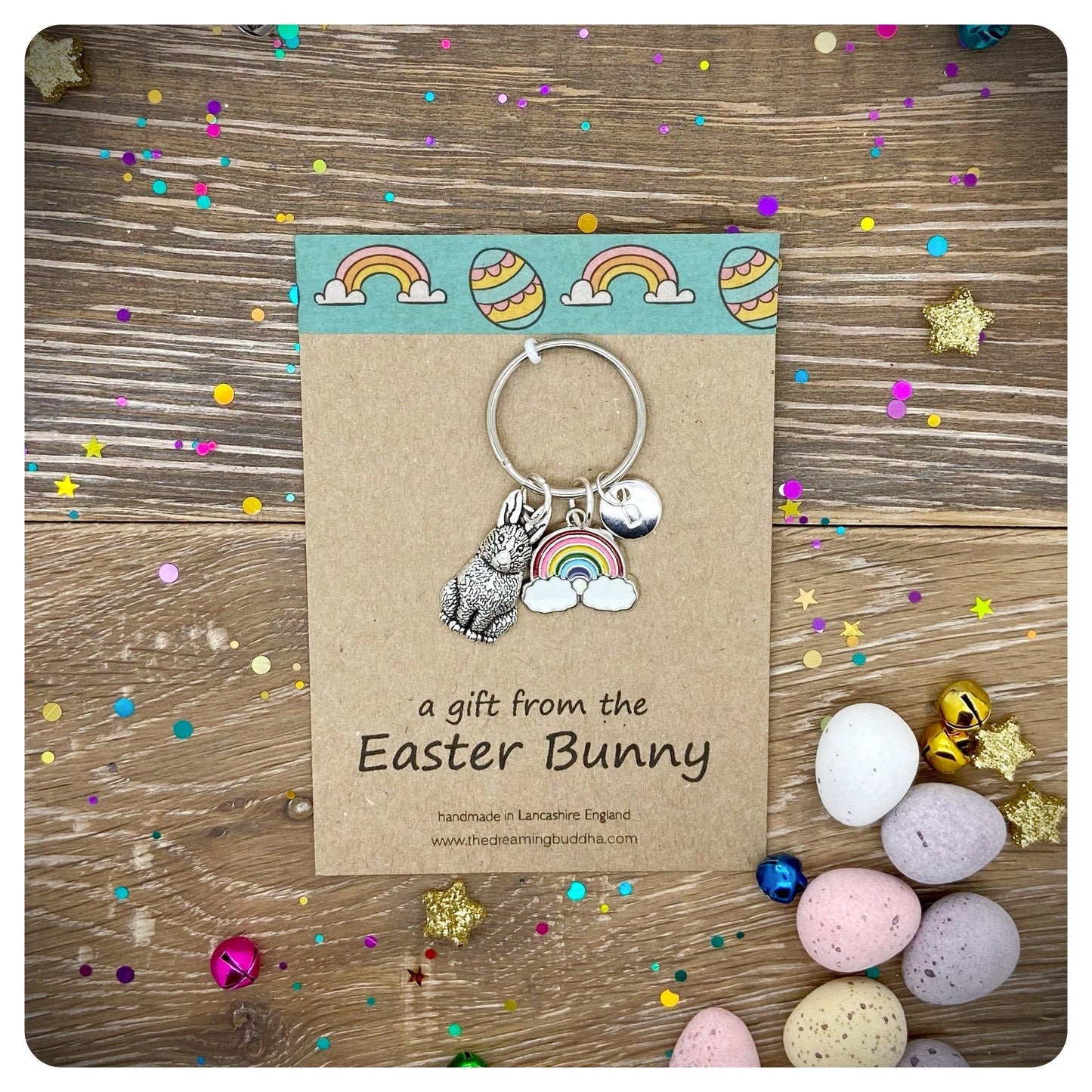 Easter Keyring, Bunny Keychain, Easter Postal, Rabbit Key Ring, Personalised Easter Gift, A Gift From The Easter bunny
