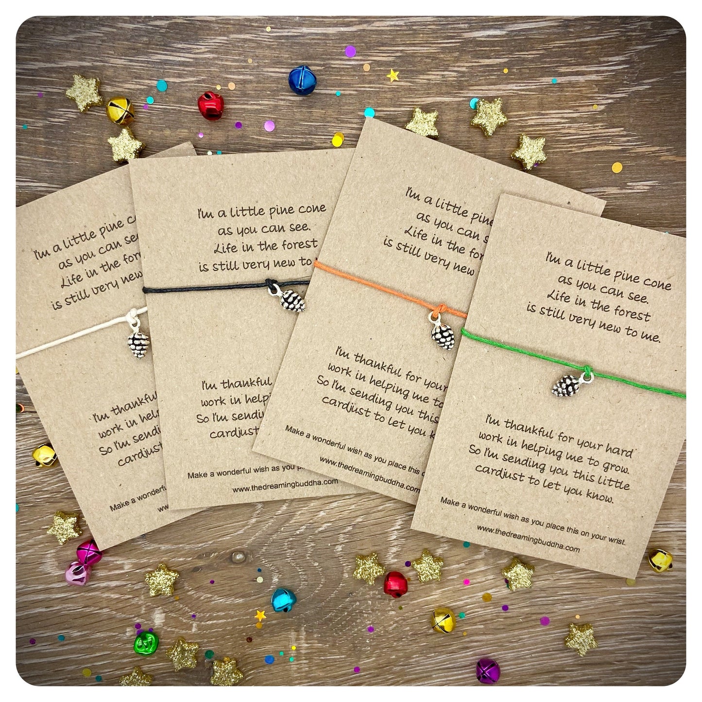 Set Of 4 Teacher Thank You Wish String Bracelets Gift, School Leavers Nursery Gift