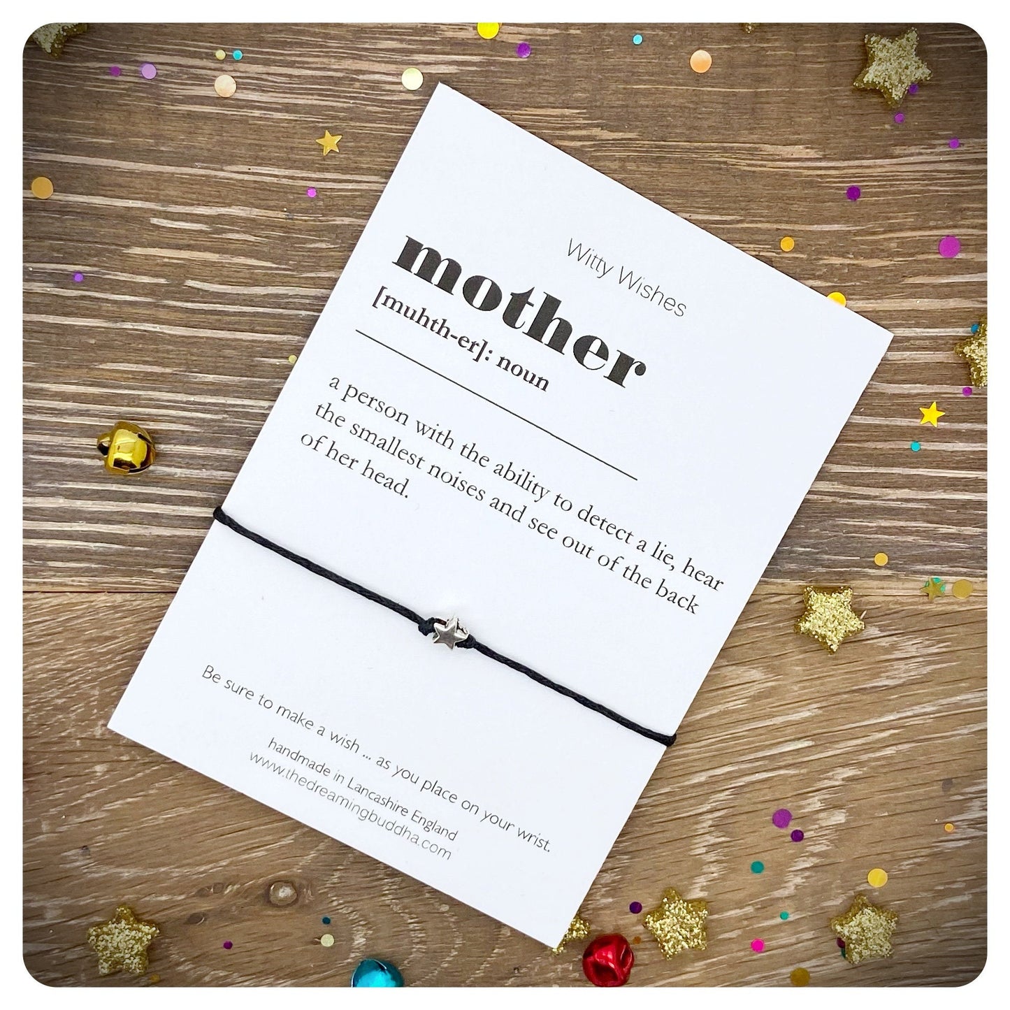 Mother Definition Wish Bracelet, Mother Dictionary Card, Quirky Mother’s Day Present, Mum Mom Birthday Gift