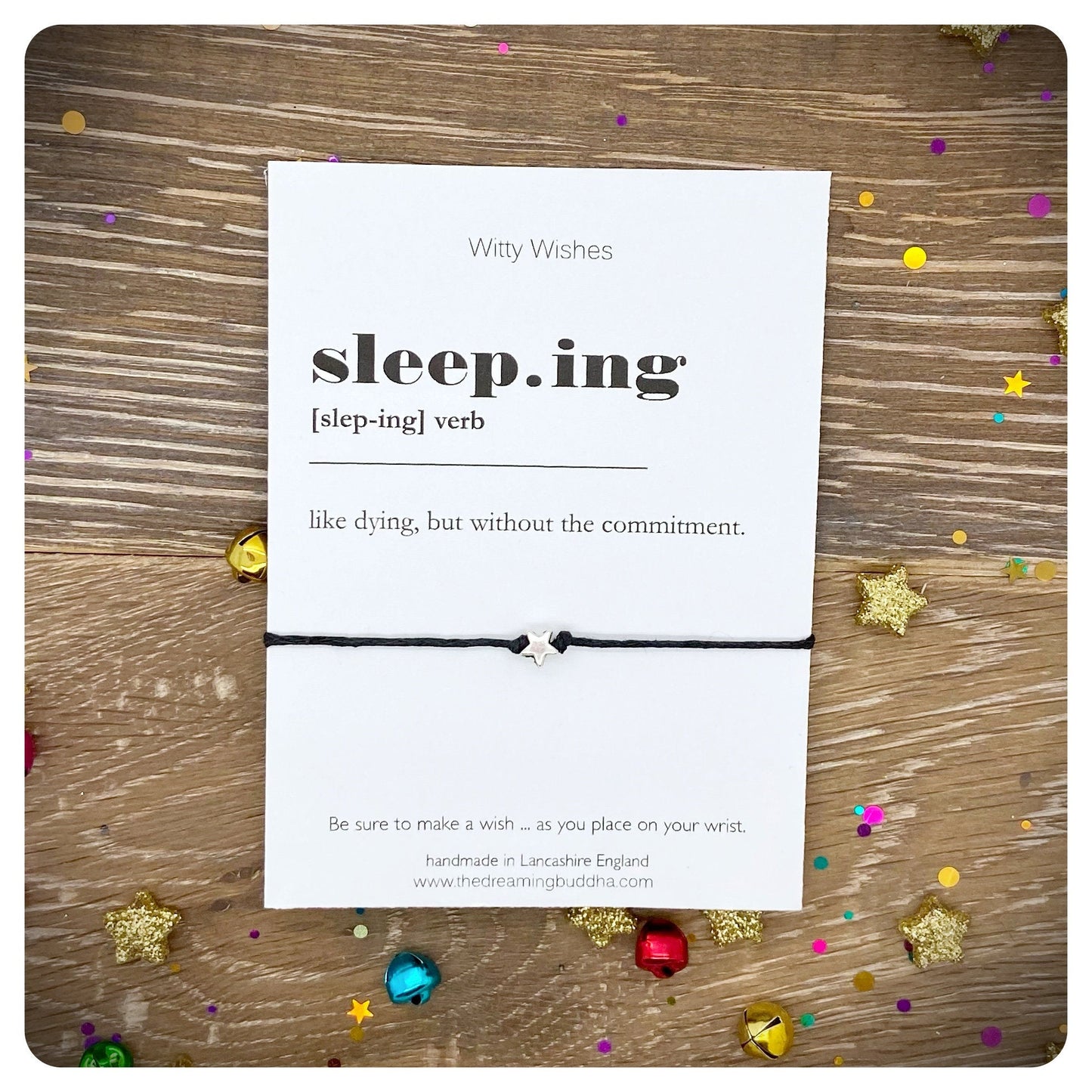 Sleeping Dictionary Art Print Card, Sleeping Definition Wish Bracelet, Funny Gift For Student, Sleepy Friend Present, Fun Friendship Card