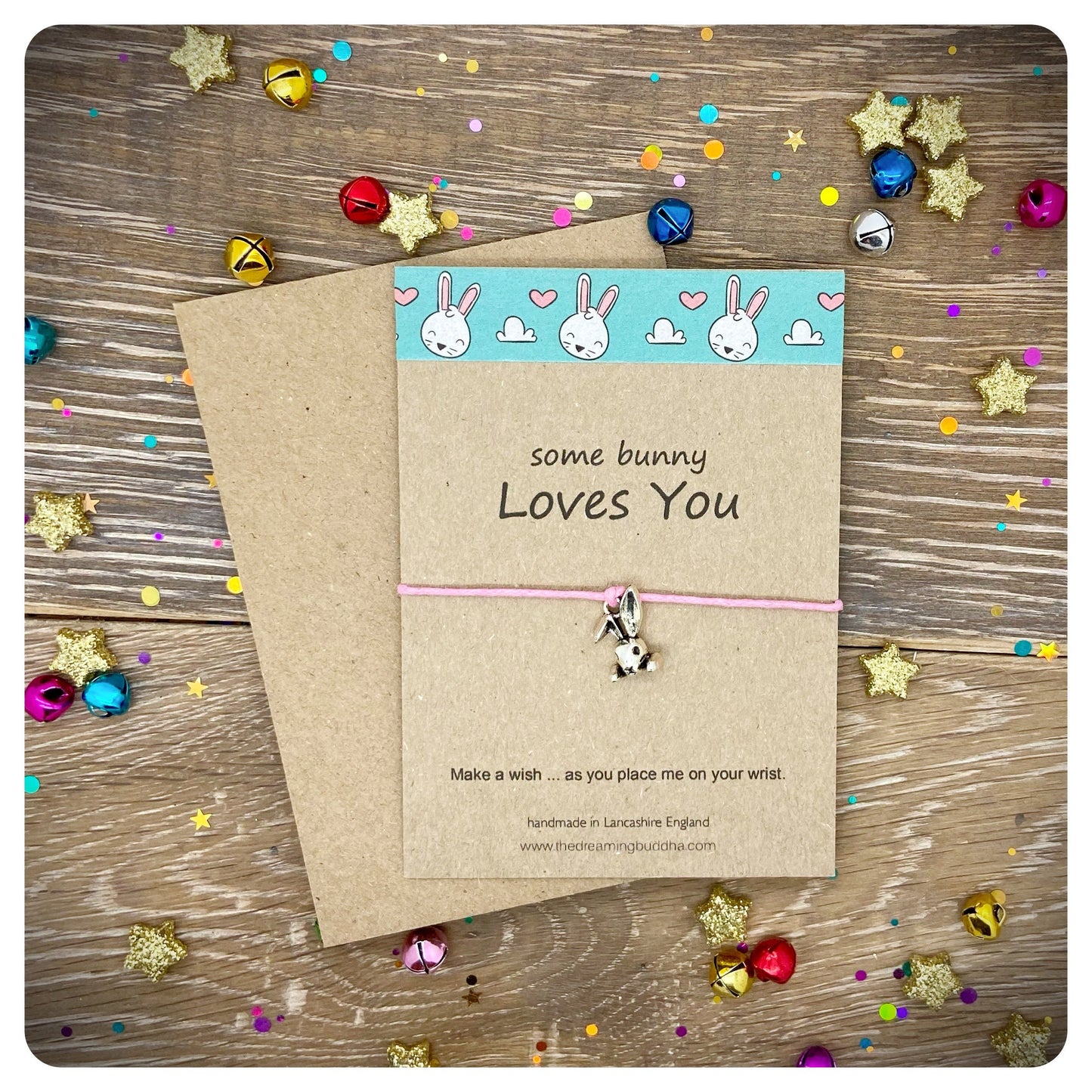 Some Bunny Loves You Pun Card, Rabbit Bunny Wish Bracelet, Bunny Rabbit Lover Jewelry, Handmade Friendship Family Love You Gift