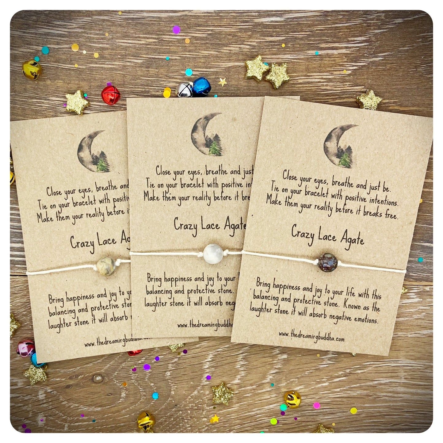 Crazy Lace Agate Wish Bracelet, Healing Crystal Jewelry