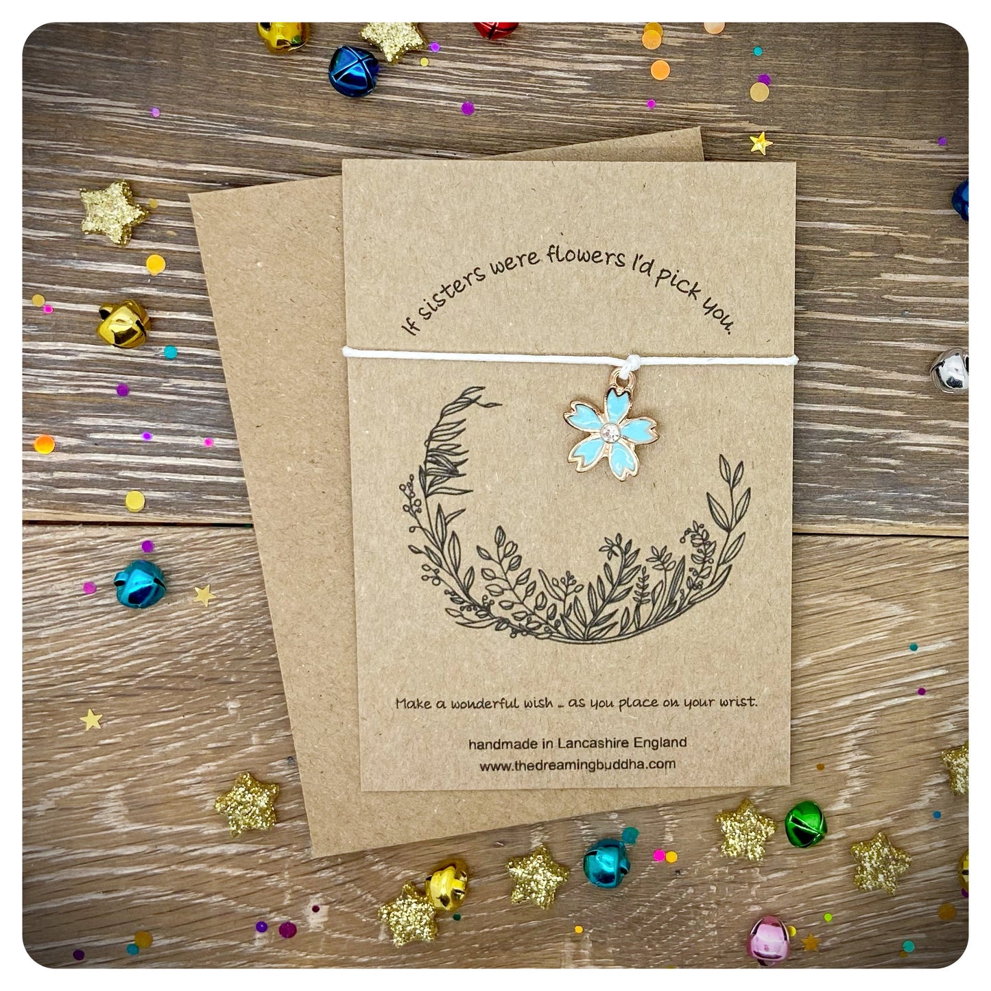 If Sisters Were Flowers I’d Pick You Card, Diamanté Flower Bracelet, Sentimental Birthday Sister Gift, Special Sister Jewelry